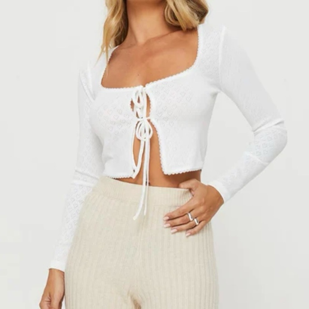 Princess Polly long sleeve tie front top - Picture 3 of 7